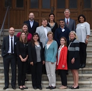 Elspeth Murray, Associate Dean of MBA and Masters Programs, (front row at far right) with attendees of the International Master of Management Association meeting at Goodes Hall